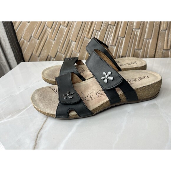 NIB Josef Seibel Natalya 09 Floral Wedge Thong Sandal Cognac  Josef Seibel Natalya 12 Sz 9.5 10  Women Sandals Slip On Shoes Leather Platform